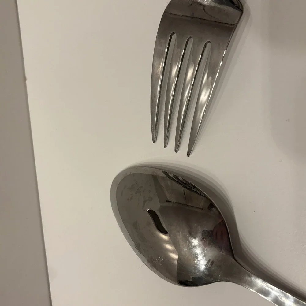 Onida Serving Spoon and Serving Fork Set‎ Stainless Steel vintage